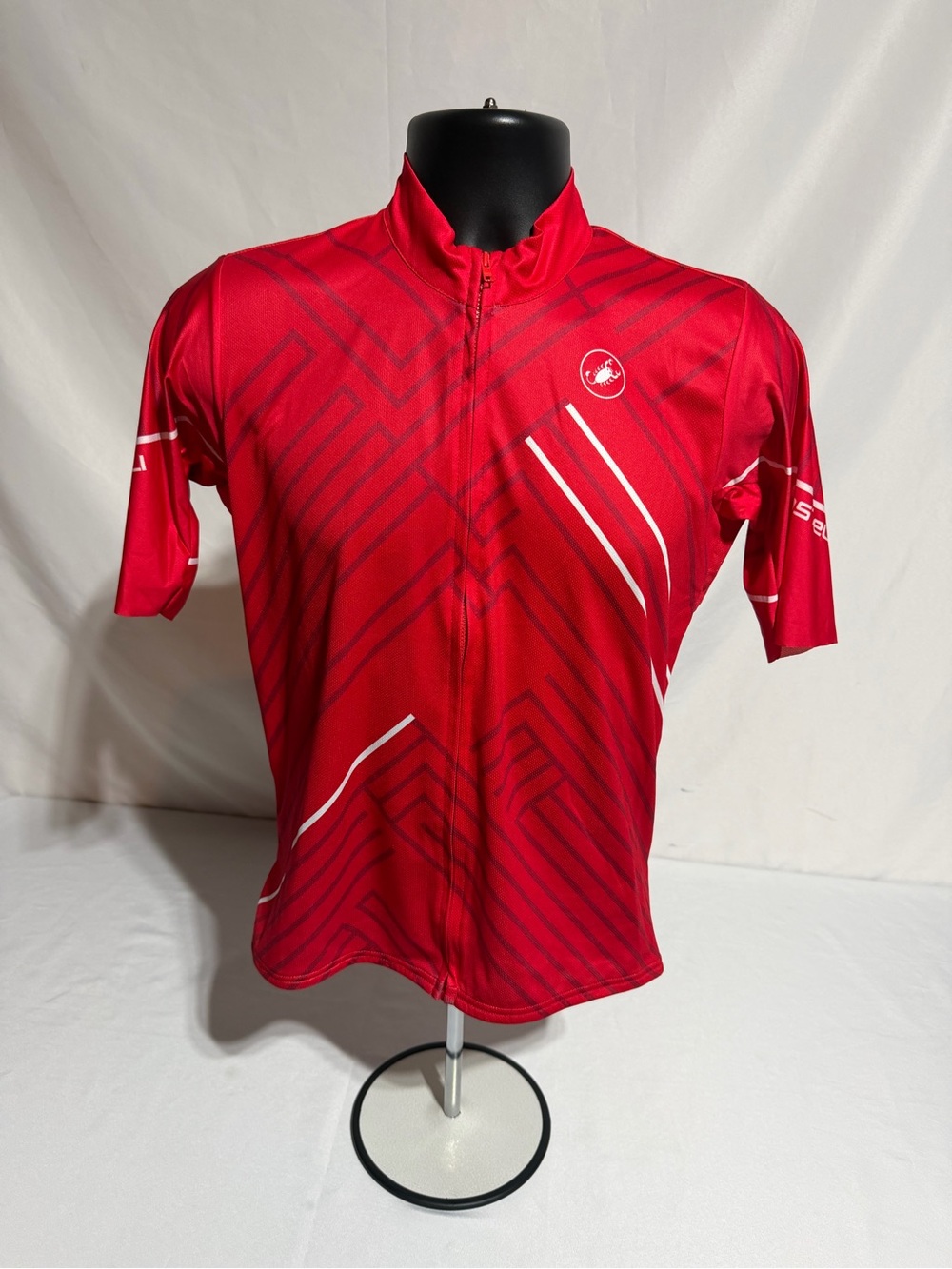Castelli Men’s Red Full Zip Cycling Jersey Size Large Scorpion Logo